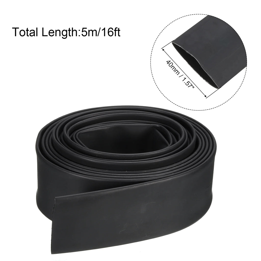 40mm Dia 16ft 4:1 Dual Wall Adhesive Lined Marine Waterproof Heat Shrink Tubing Black K679600