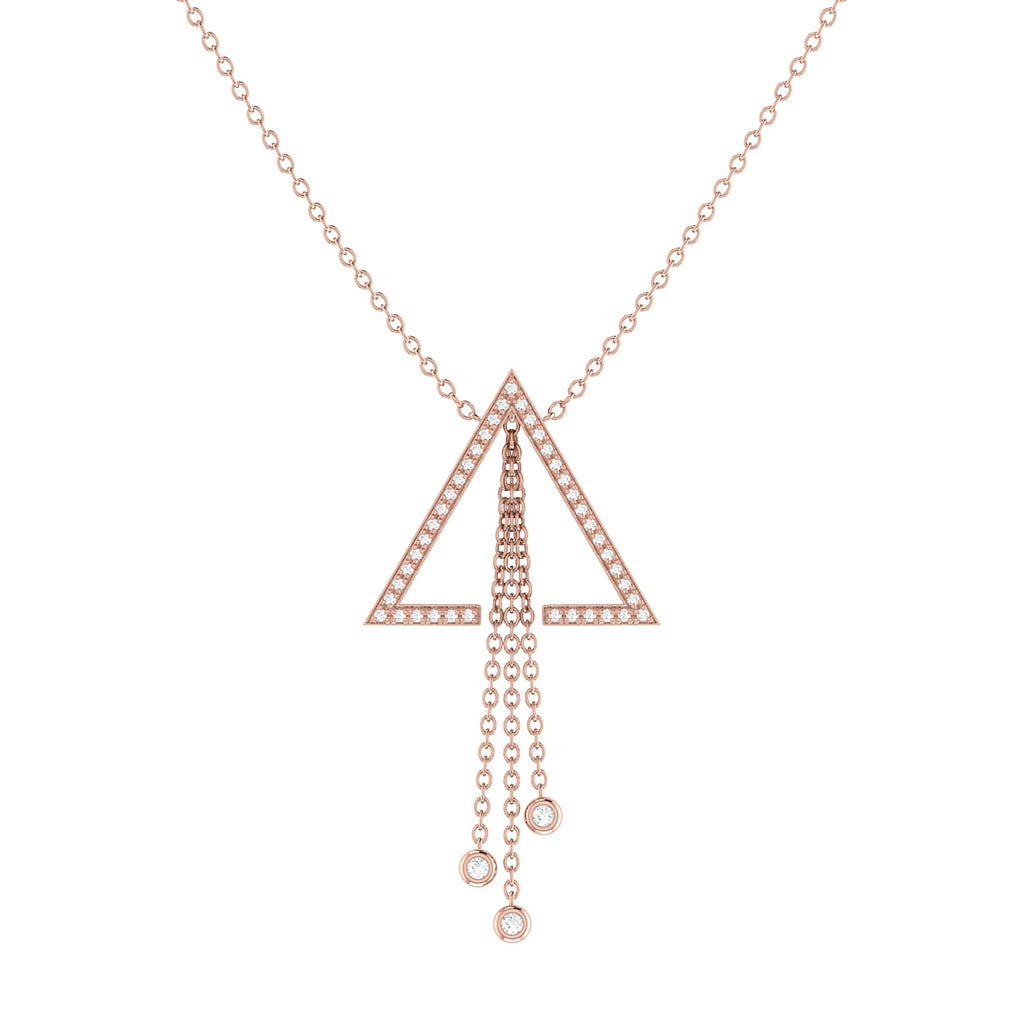 Adjustable Diamond Lariat Necklace in 14K Rose Gold Vermeil on 925 Sterling Silver W811856