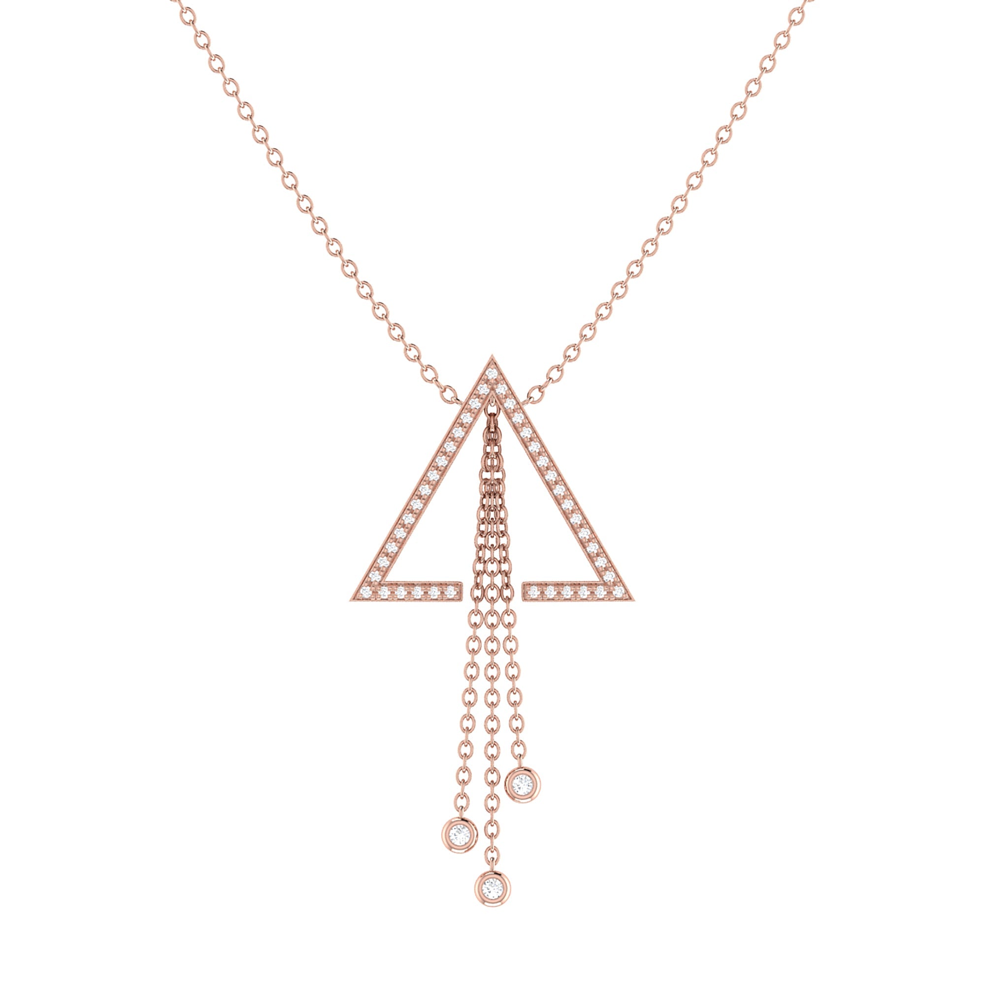 Adjustable Diamond Lariat Necklace in 14K Rose Gold Vermeil on 925 Sterling Silver W811856