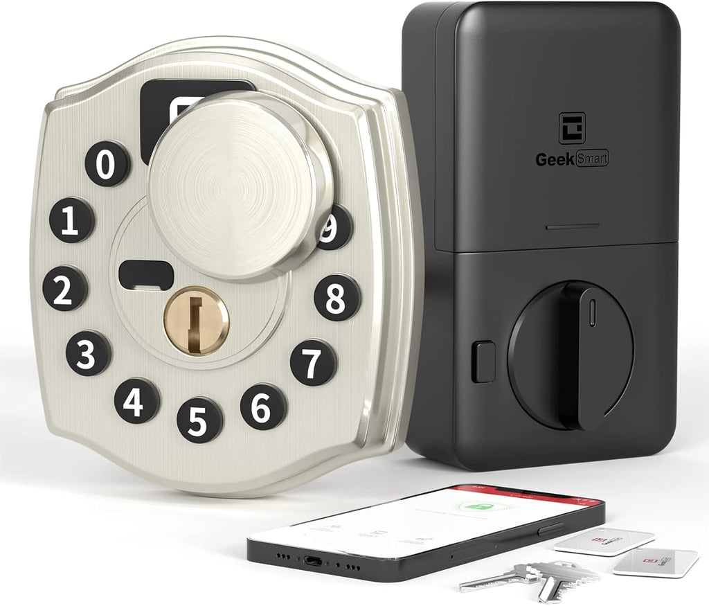 Keyless Entry Deadbolt Door Lock with Keypad, APP, IC Card, Mechanical Key D238270