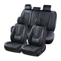 Black Leather Car Seat Covers Full Set 5 Seats P70874