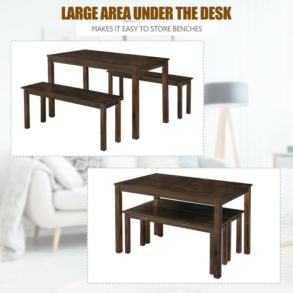 3pcs Dining Table with 2 Benches O234120