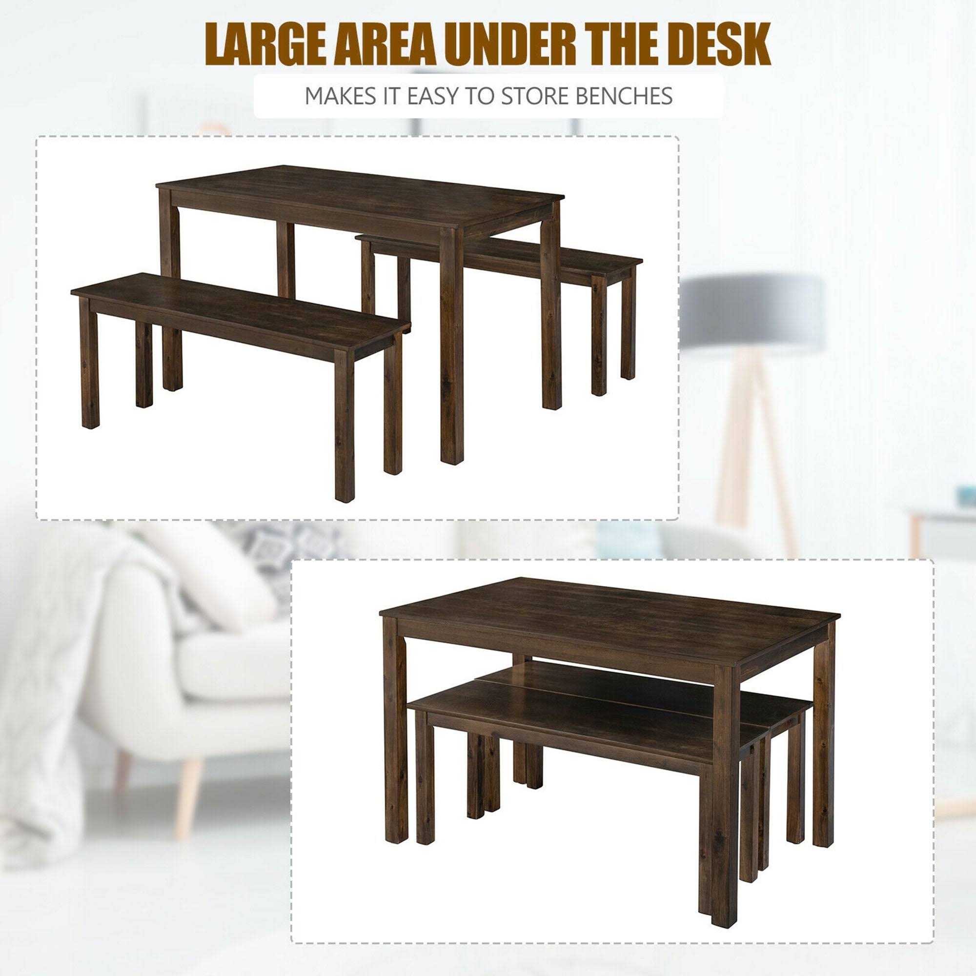 3pcs Dining Table with 2 Benches O234120