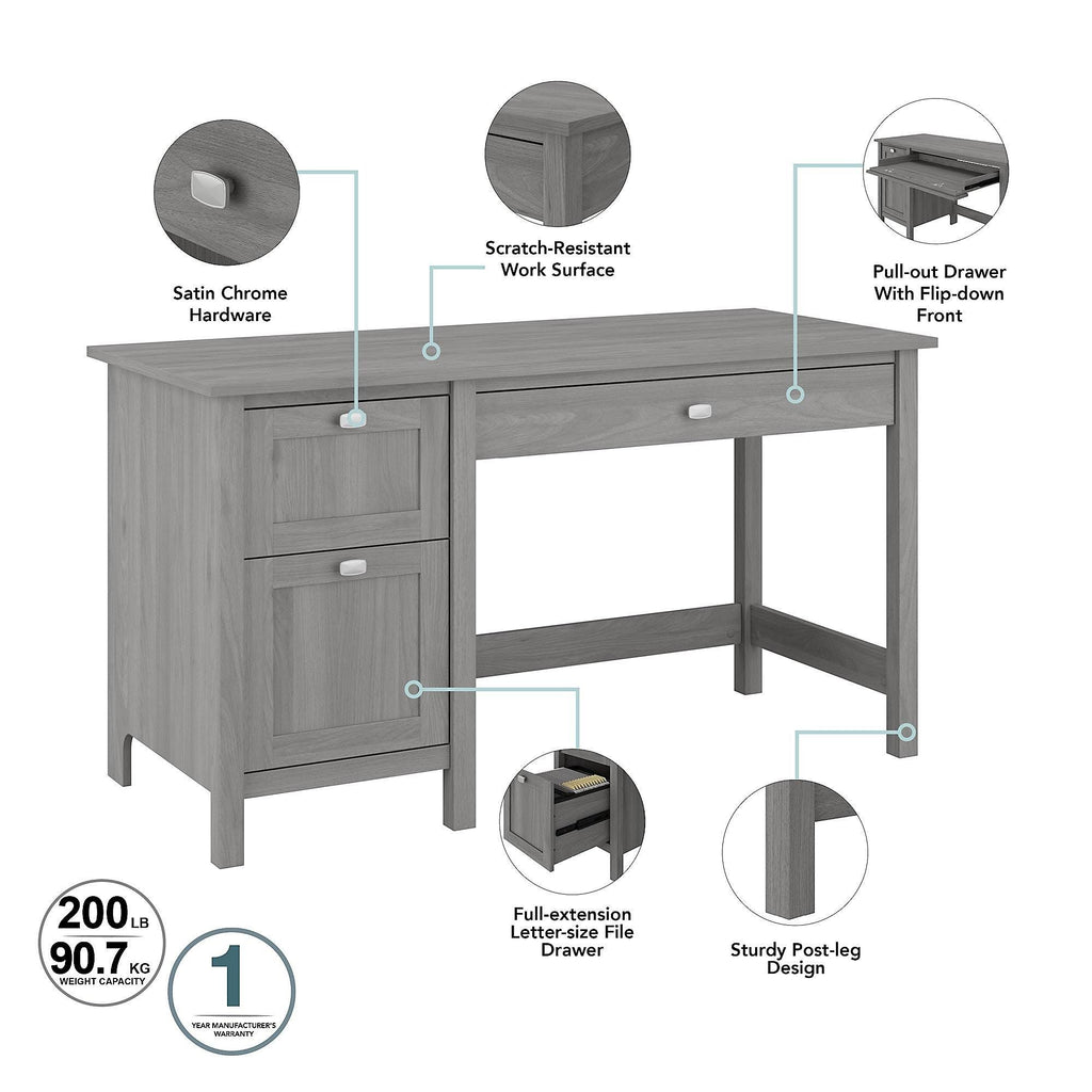 54W Modern Gray Computer Desk and Chair Set Q78910