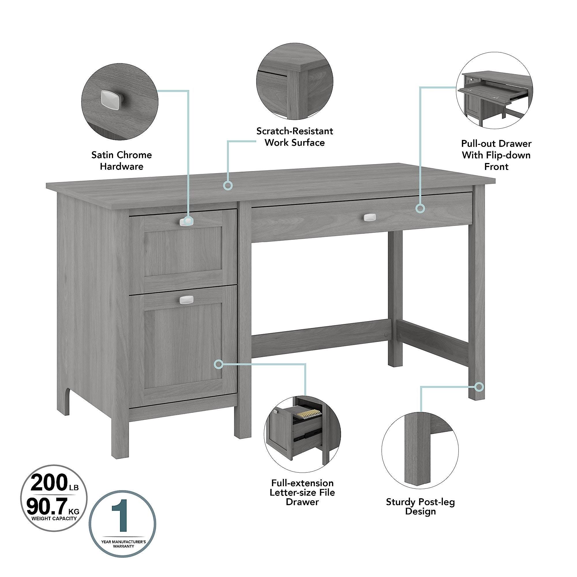 54W Modern Gray Computer Desk and Chair Set Q78910