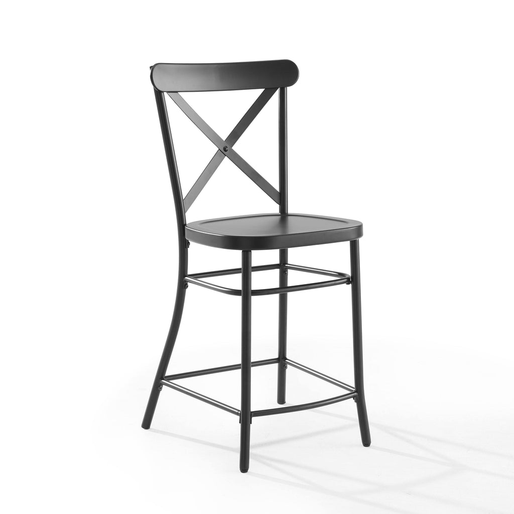Matte Black Metal 2-pc. Counter Stool Set L671289