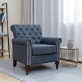 Dark Gray Linen Fabric Accent Arm Chair Z649