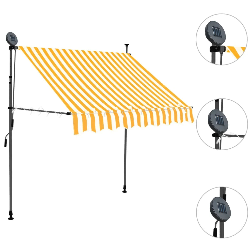 Manual Retractable Awning with 78.7" White and Orange G7780