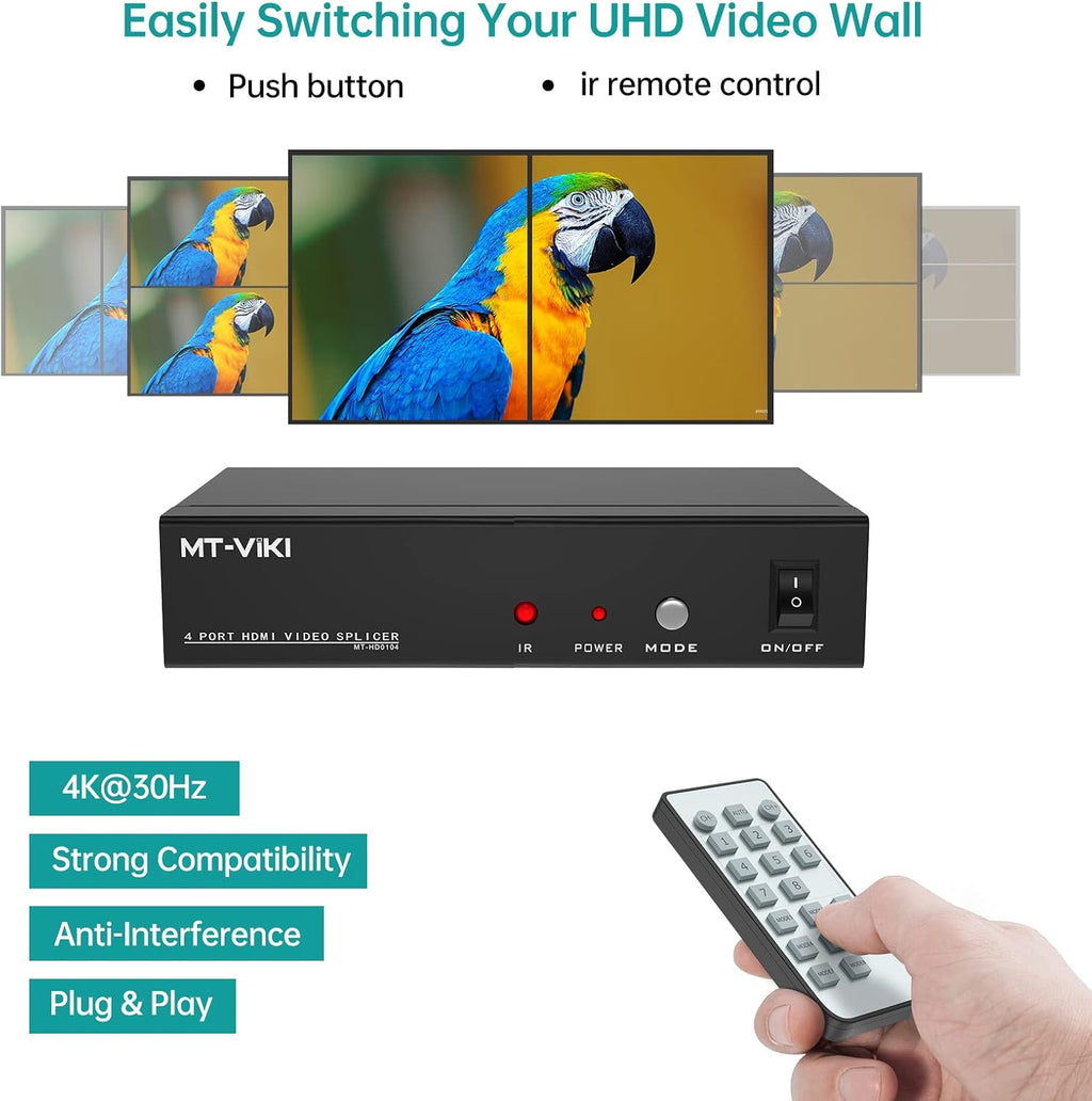 Video Wall Controller 2x2, 4K@30Hz HDMI TV Wall Processor K577