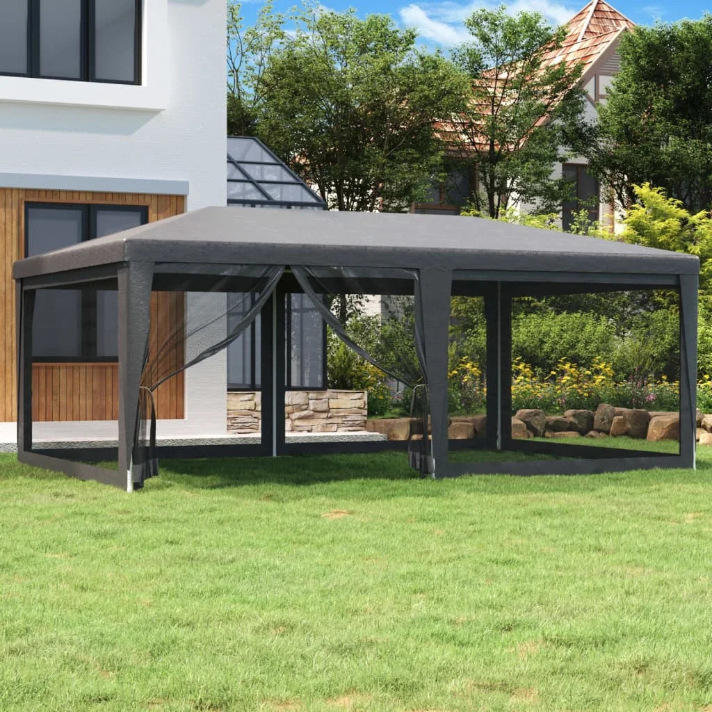 Party Tent with 6 Mesh Sidewalls Anthracite 19.7'x13.1' HDPE S545265