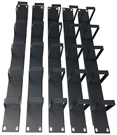 5 Pack 1U 5 D-Ring Cable Manager 19 Inch Horizontal Rack Mount Metal Wire Management System J6011