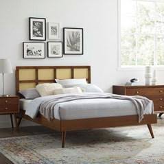 Black Queen Platform Bed with Splayed Legs V228096