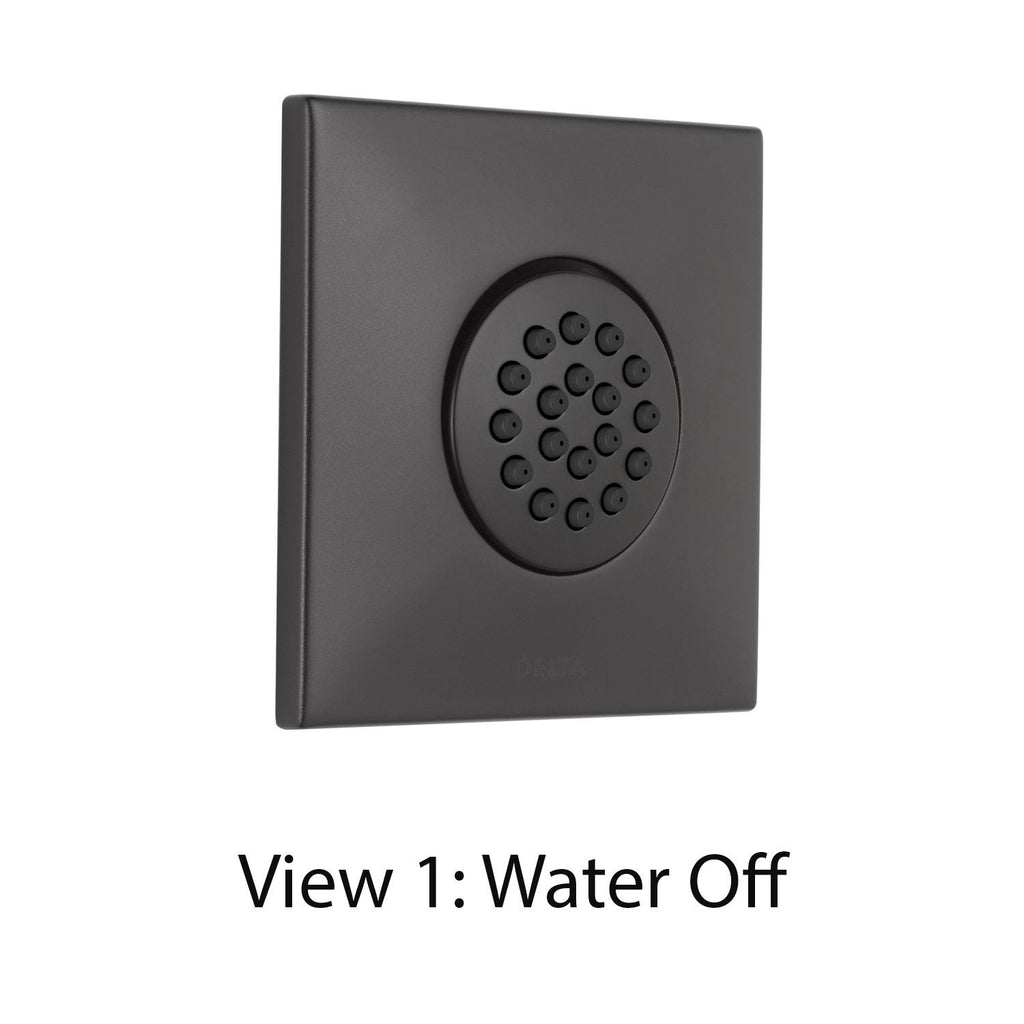 Matte Black Wall Mount Body Spray with Valve and Square Trim N9792
