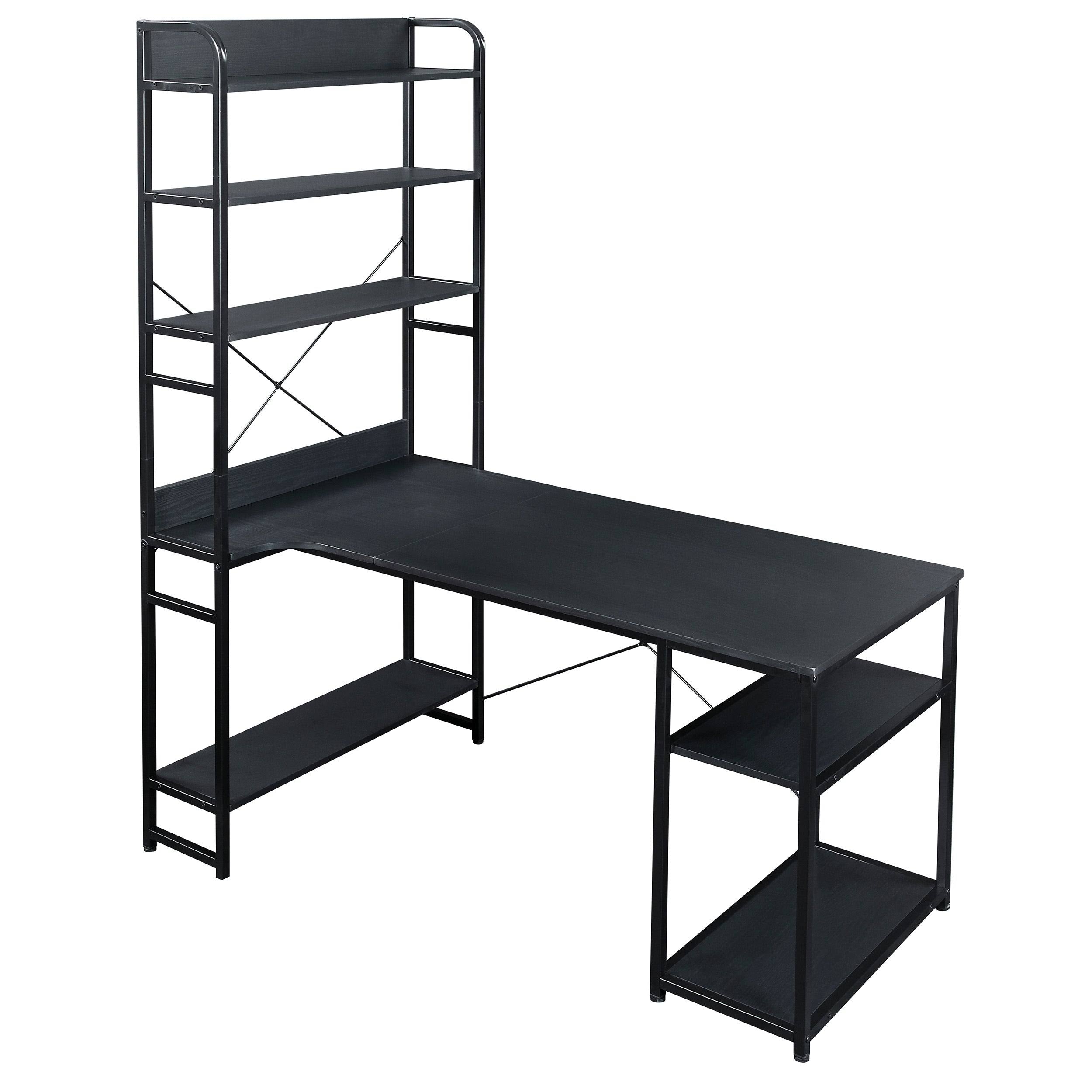 Tiger Home Office Desk with 5-Tier Open Bookshelf S2790