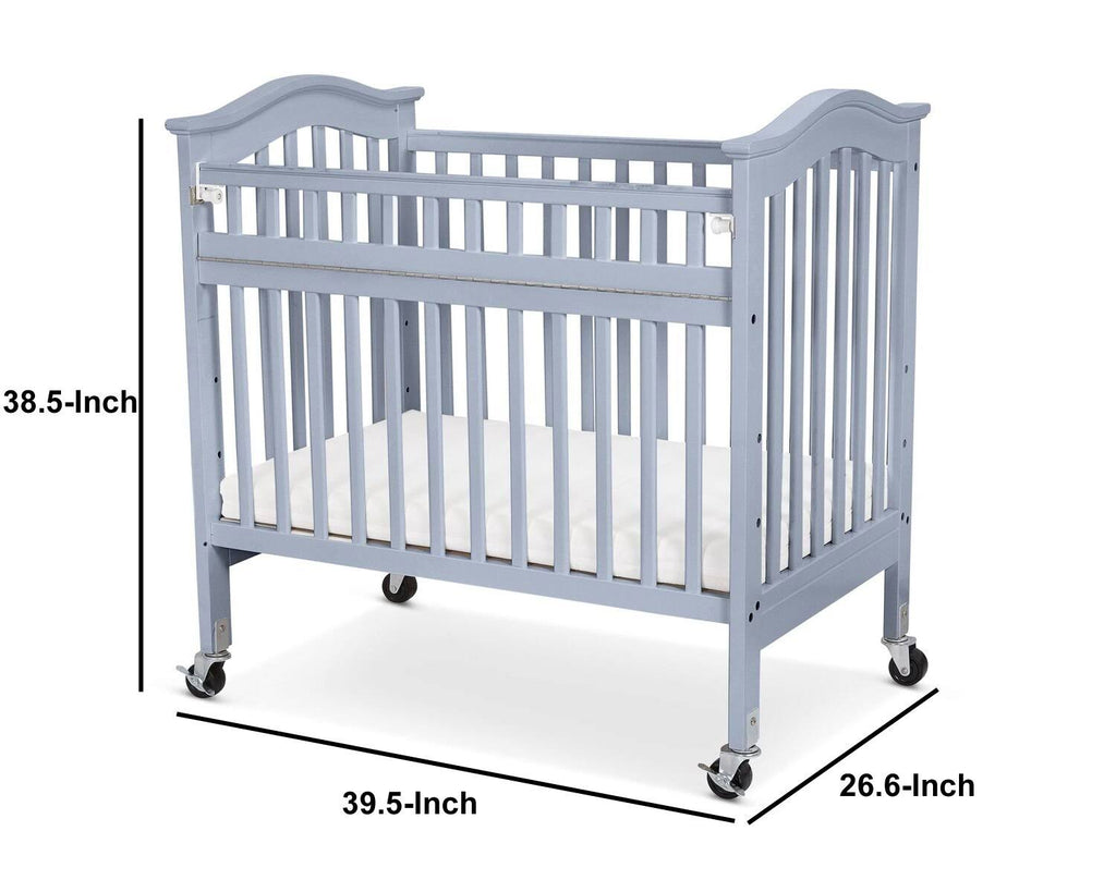 Slatted Wood and Metal Crib with Casters and Safety Gate Gray E232432