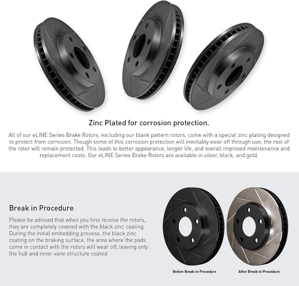 Black Slotted Brake Rotors Kit & Semi-Met Brake Pads F82290