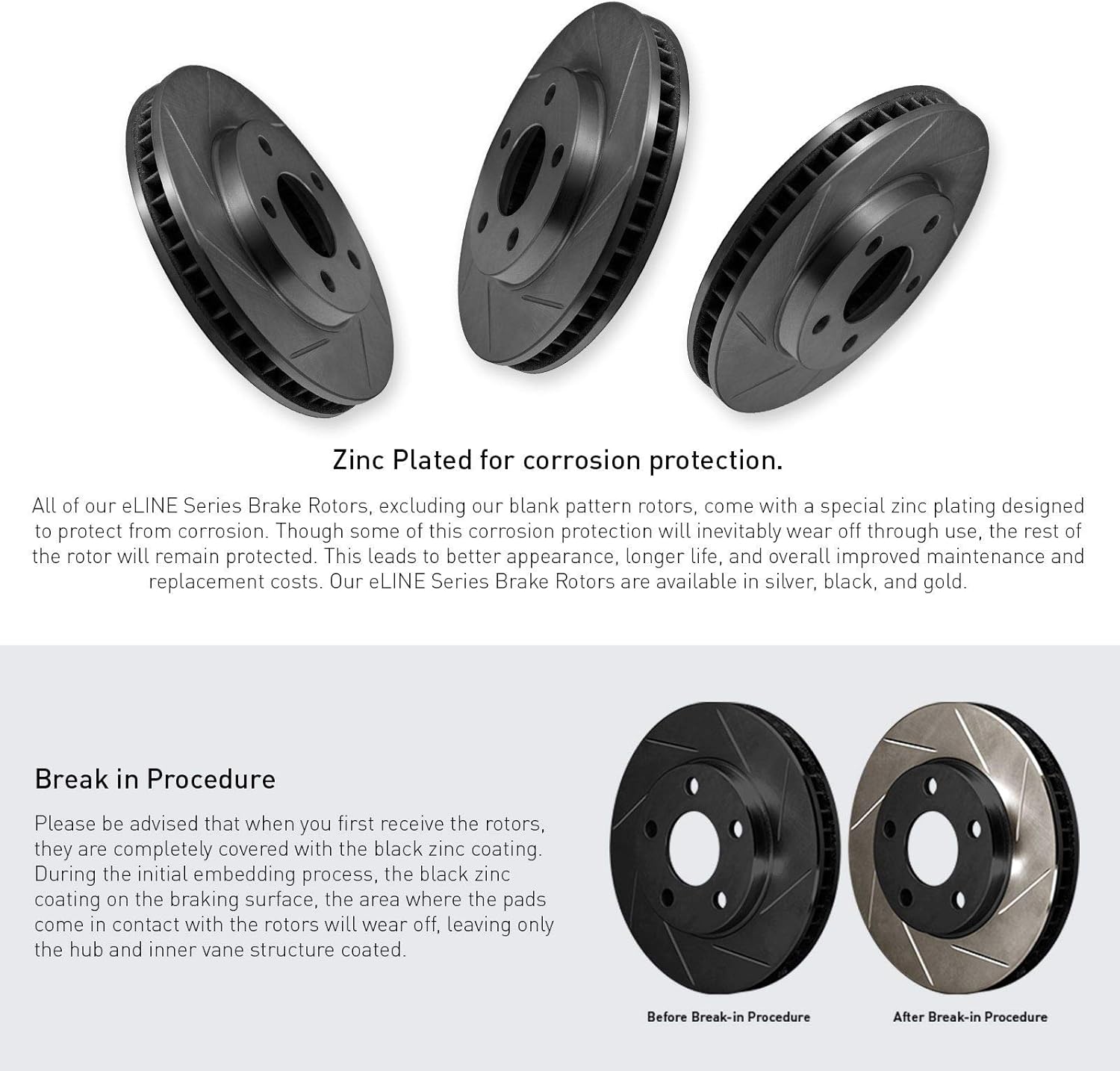Black Slotted Brake Rotors Kit & Semi-Met Brake Pads F82290