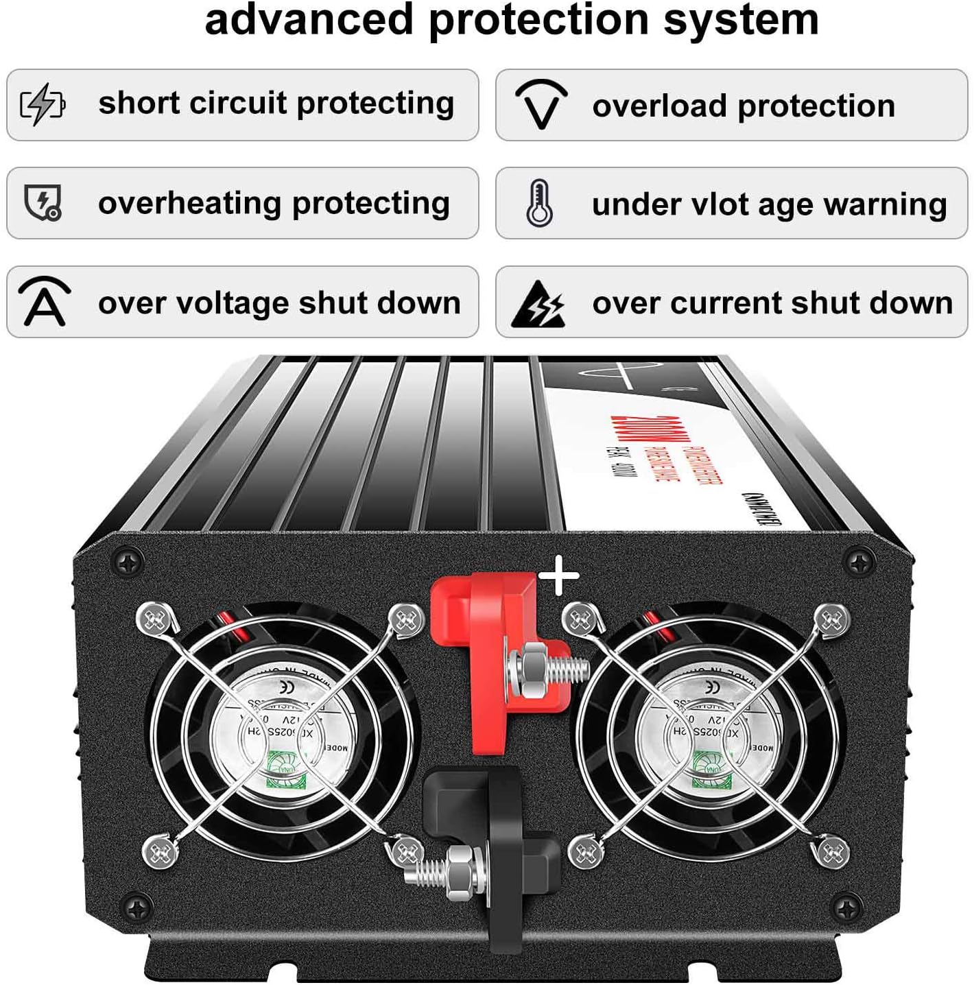 2000W Pure Sine Wave DC to AC Inverter Remote Switch Solar Converter A4346