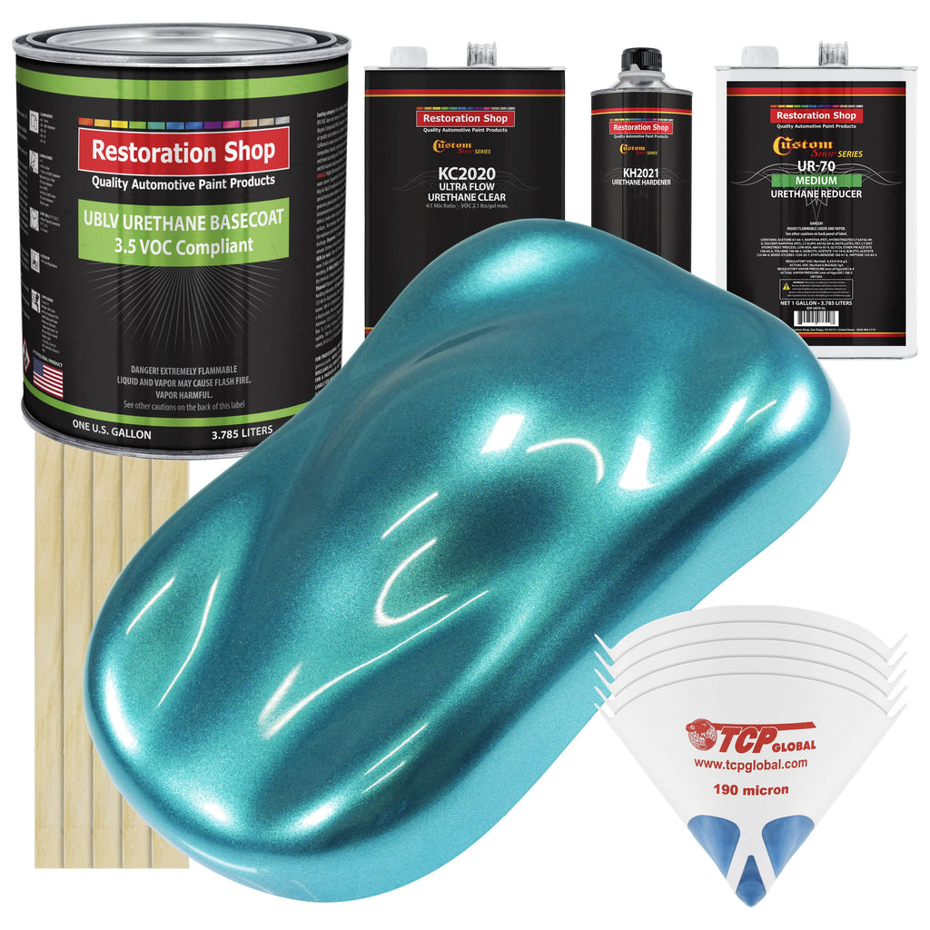Aquamarine Urethane Basecoat Clearcoat Car Paint Complete Gallon Kit V445685