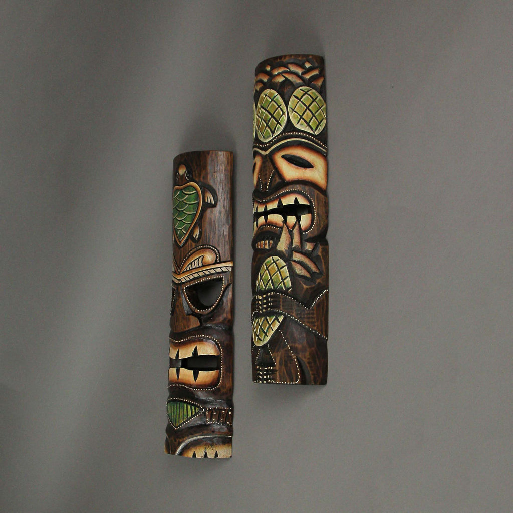 20 inch Wood Tiki Wall Mask Set of 2 O856515