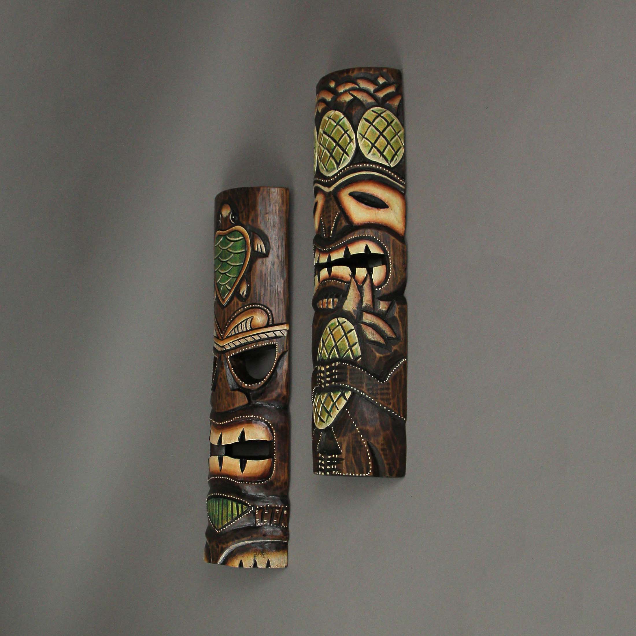 20 inch Wood Tiki Wall Mask Set of 2 O856515