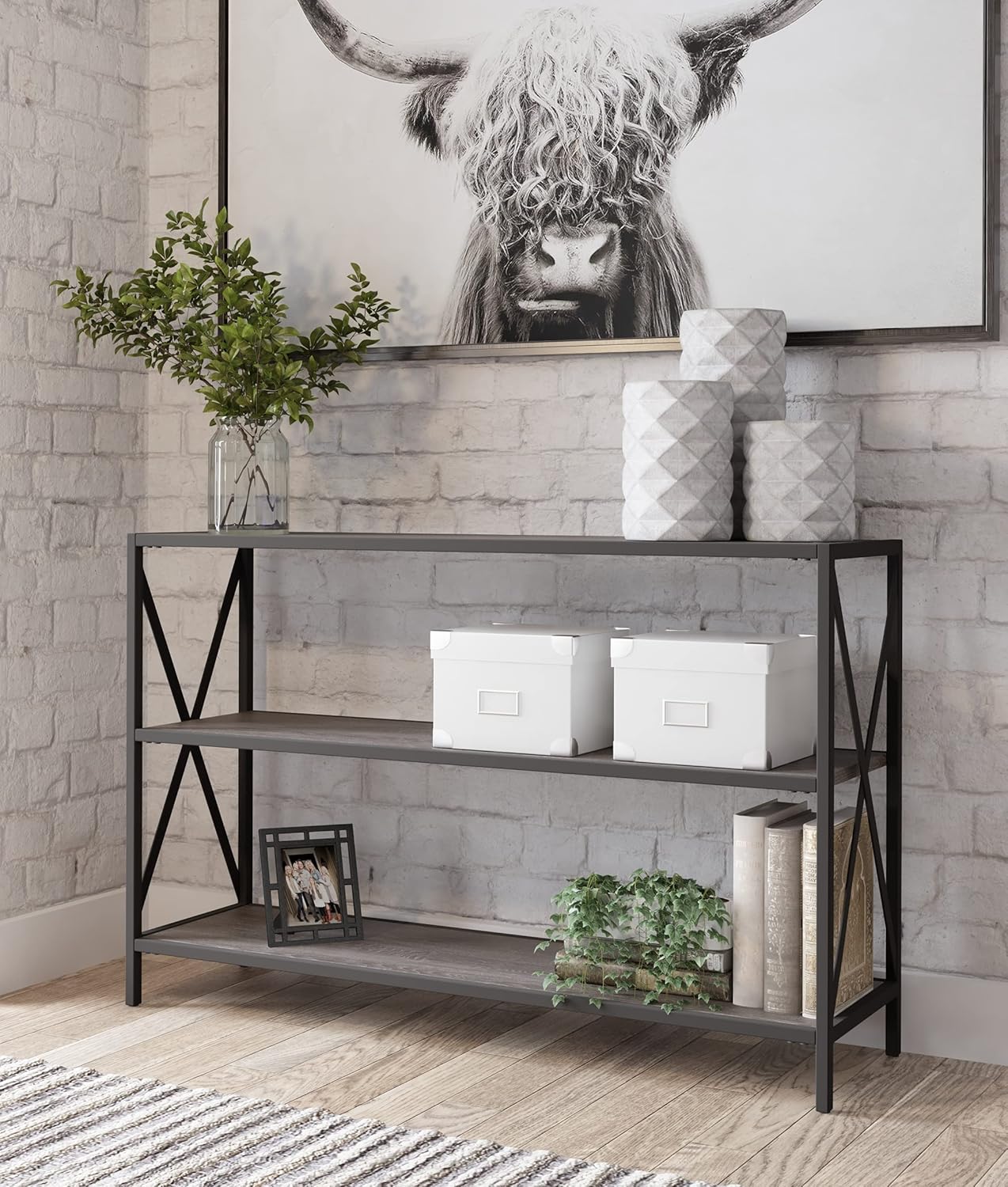 Black 3-Tier Bookcase S142