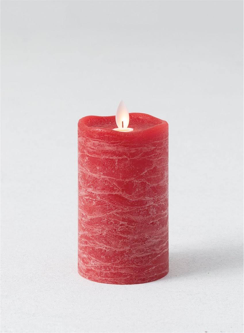 Frosted Pillar Candles Assorted Colors Red S402
