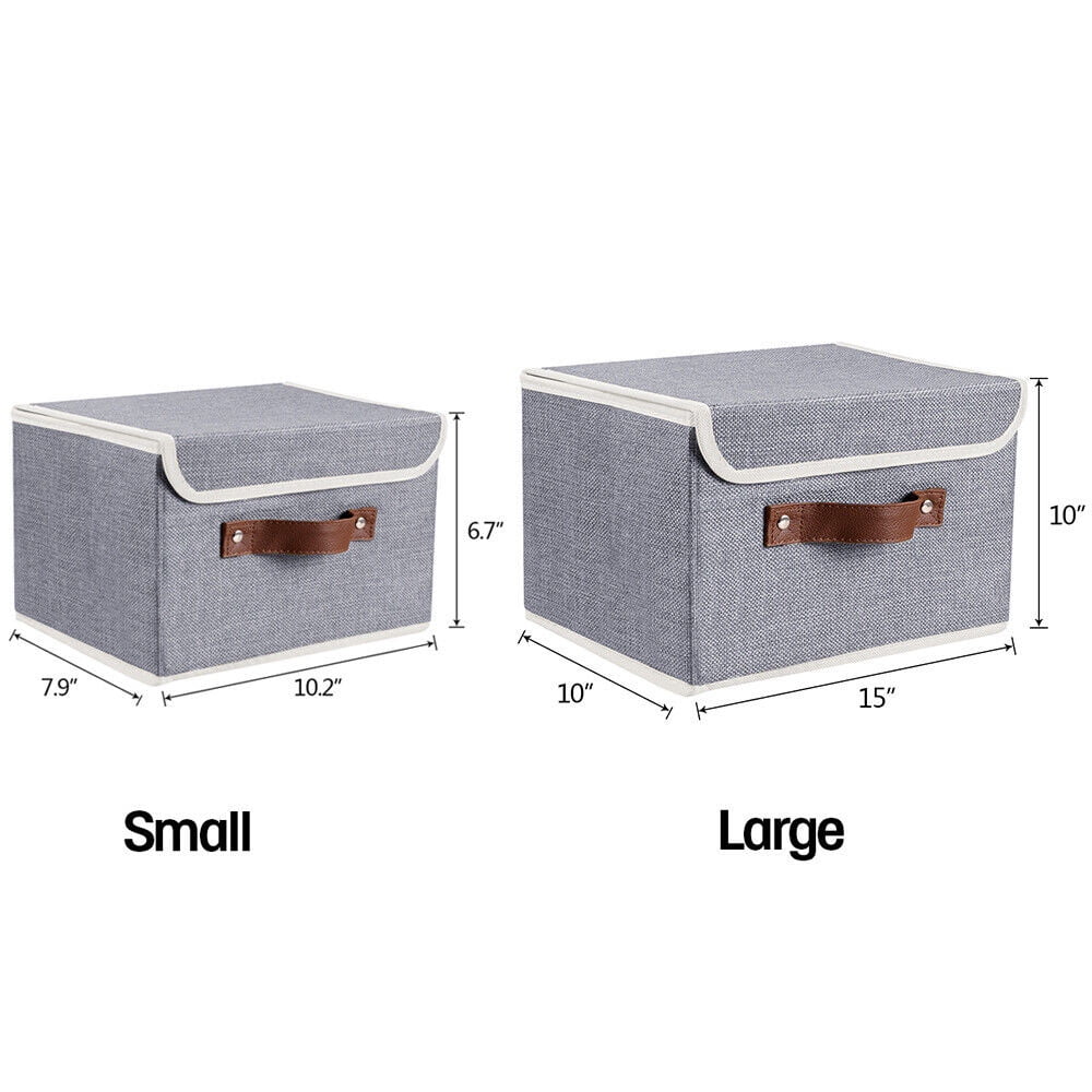 Linen Collapsible Fabric Storage Box with Handle, 6 Pack M31701