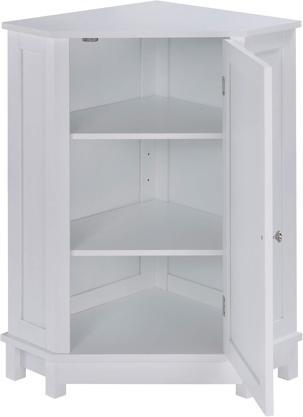 White Corner Cabinet Bathroom Floor Storage with Adjustable Shelves W308