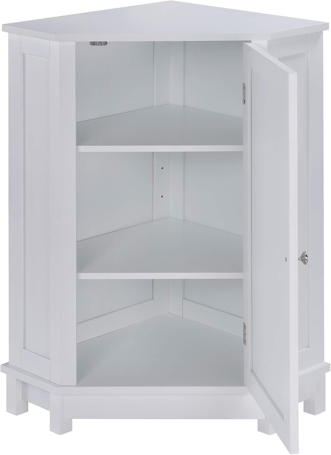 White Corner Cabinet Bathroom Floor Storage with Adjustable Shelves W308