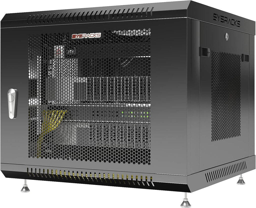 Locking Wall Mount Server Rack Cabinet 9U with Casters and Shelf D791