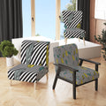 Black and Yellow Tropical Floral Upholstered Accent Chair D404
