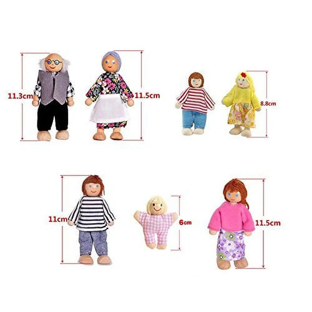 Wooden Dolls Family Playset Set of 7 Z6782