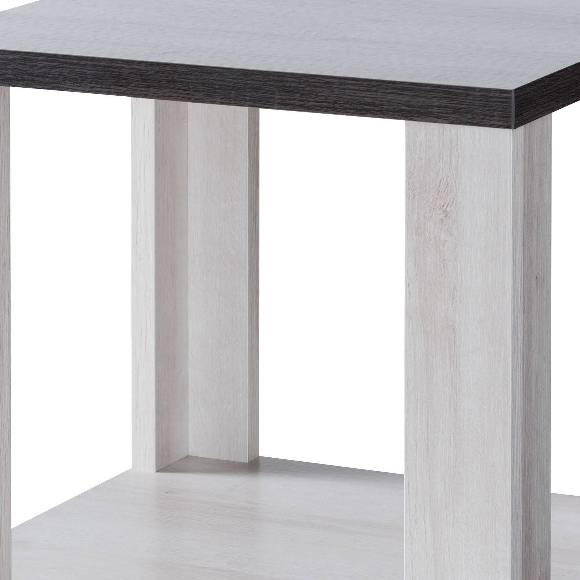 White and Gray MDF End Table with Wooden Open Bottom Shelf G572435