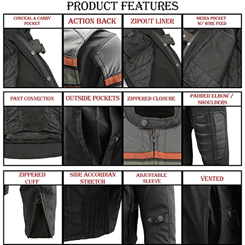 Burnt Orange Leather and Textile Armored Motorcycle Jacket U8548