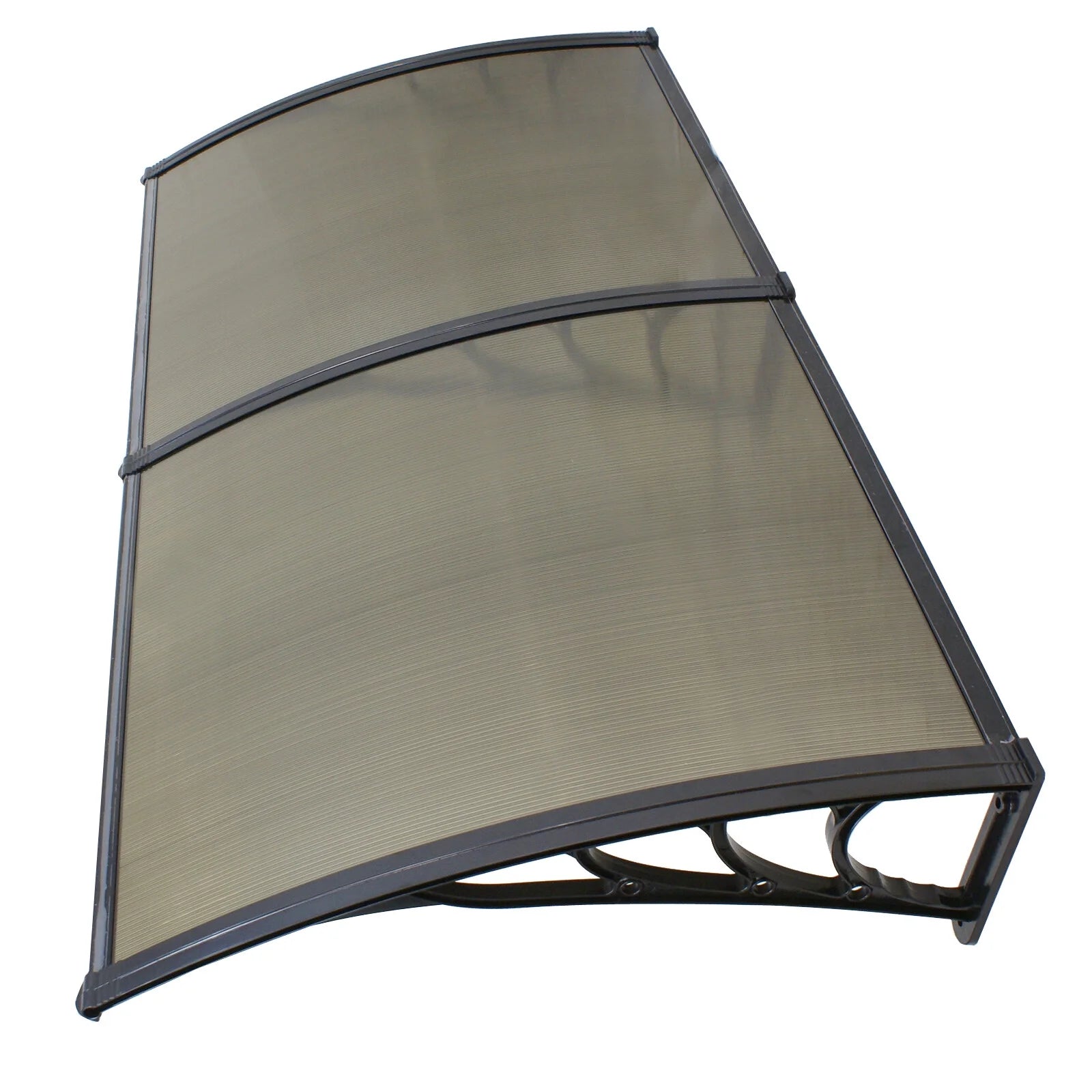 Brown Polycarbonate Door Awning Canopy with Black Bracket U73673