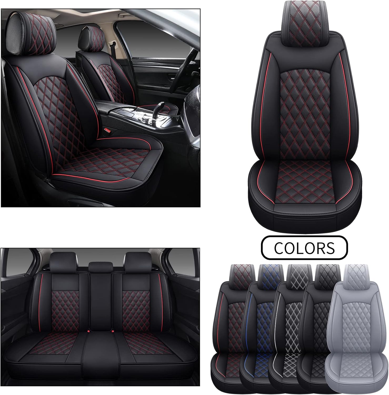 Black Faux Leather Full Set Seat Covers Z45095