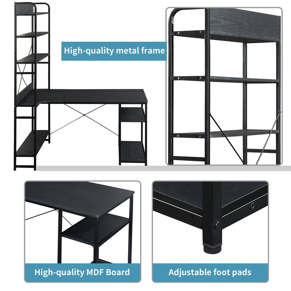 Tiger Home Office Desk with 5-Tier Open Bookshelf S2790