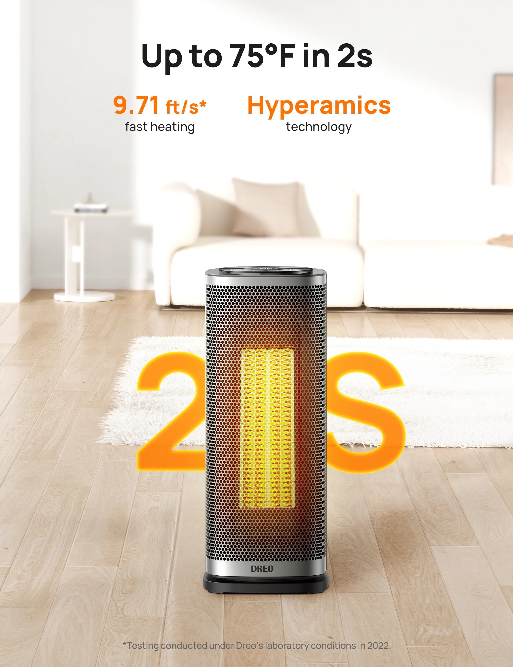 1500W Ceramic Electric Portable Heater with Thermostat, 70° Oscillating, Remote, 12H Timer T487376