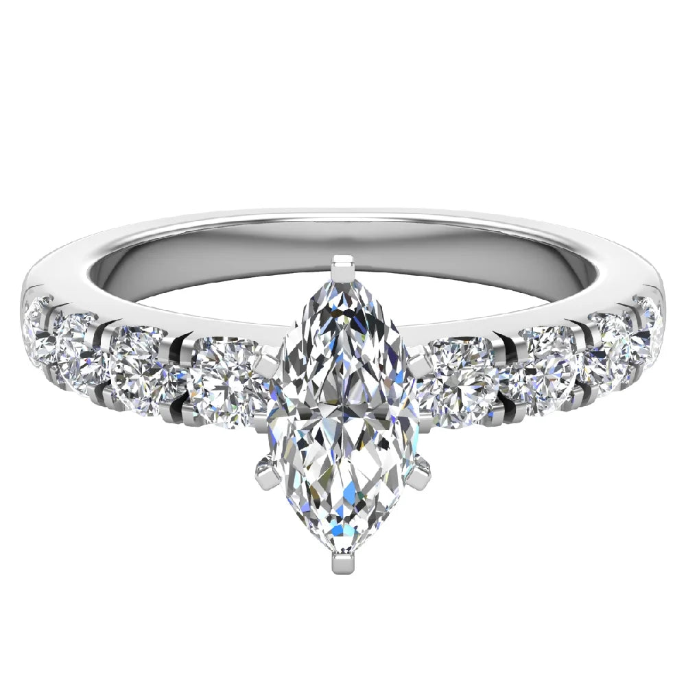 Marquise Cut 18K White Gold 1.00 CT Engagement Ring C53498
