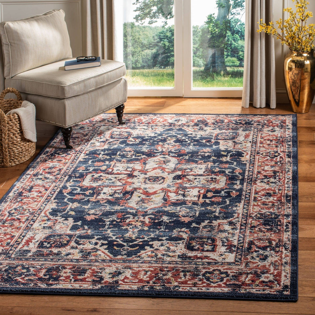 Ivory Navy 10 x 14 Rug P8301
