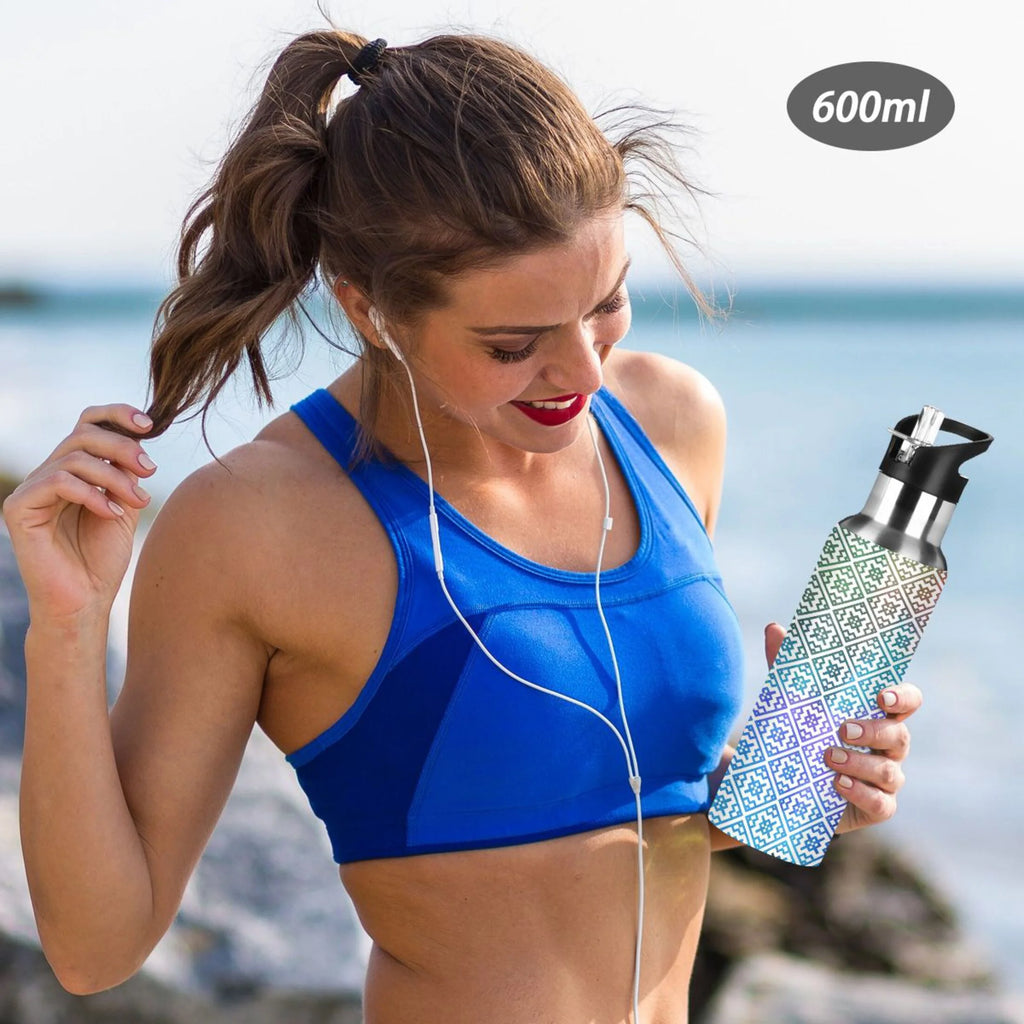 20 oz Insulated Stainless Steel Water Bottle with Straw Lid H810