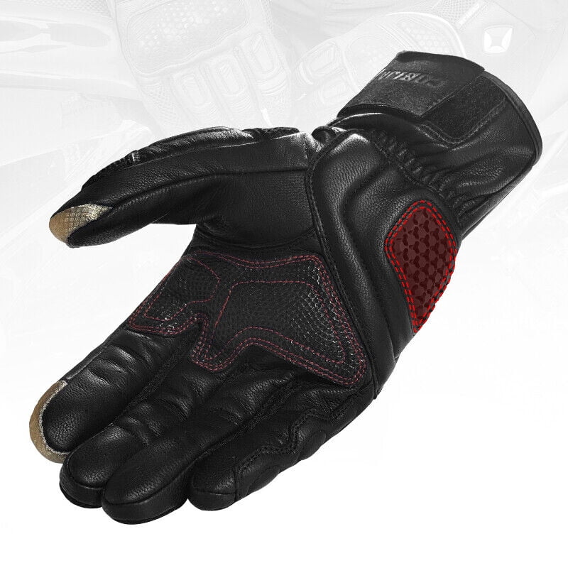 Leather Motorcycle Full Finger Touchscreen Riding Gloves X645336