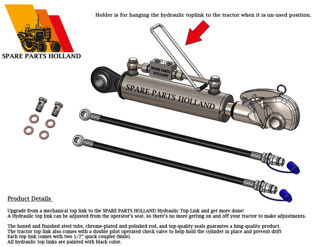 Hydraulic Top Link Cat. 2 Catch Hook 22 7/16 - 32 1/4 Locking Block Stroke 9 7/8 T96984