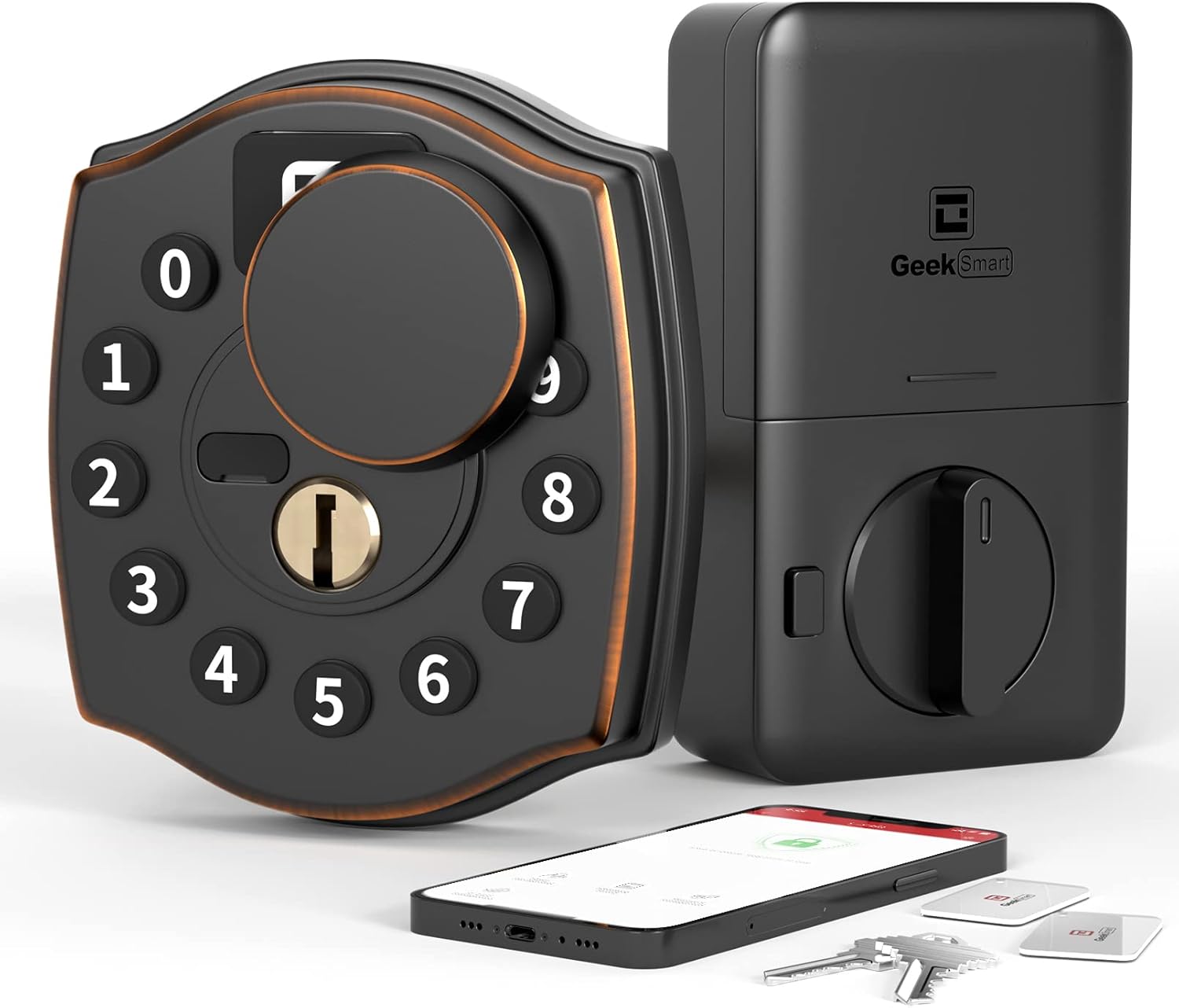 Keyless Entry Deadbolt Door Lock with Keypad, APP, IC Card, Mechanical Key D238270