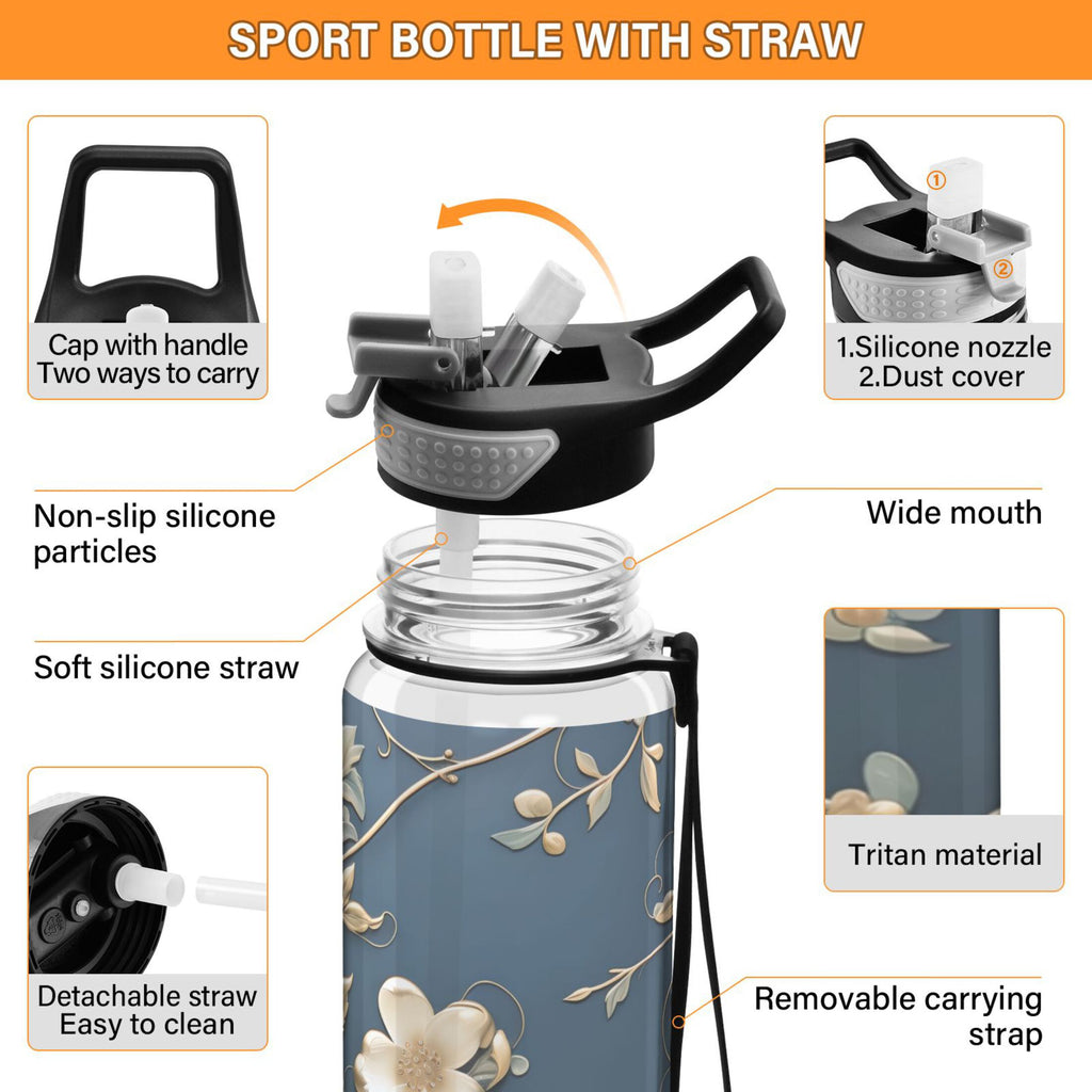 Clear 32oz Tritan Water Bottle with Straw W727933