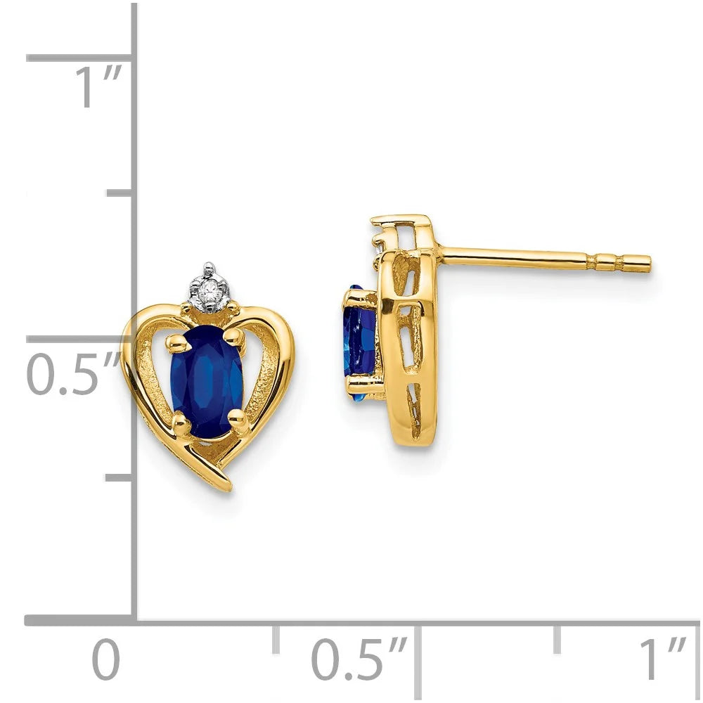 14k Sapphire and Diamond Heart Earrings P46885