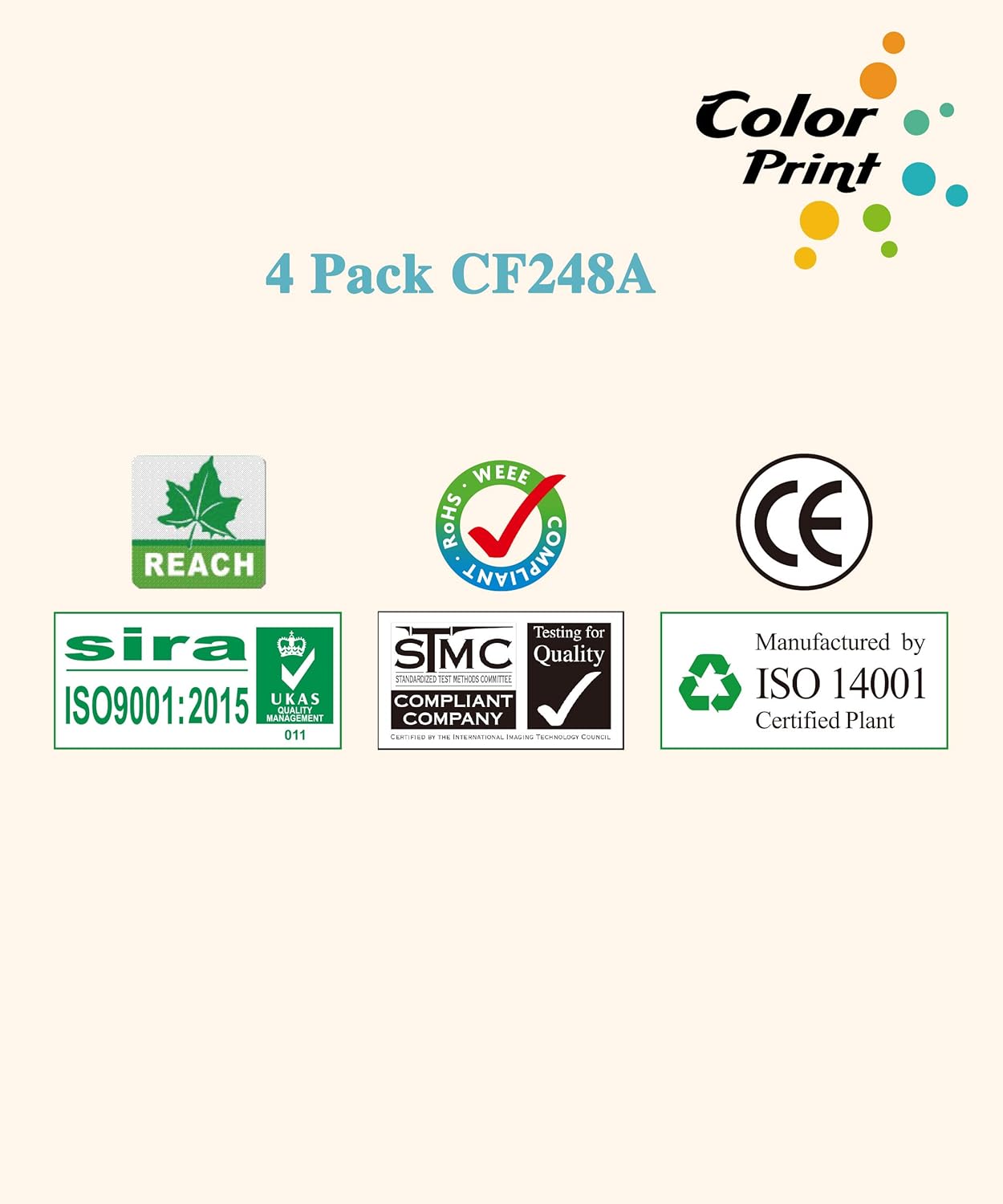 4-Pack Black Toner Cartridge for HP 48A Printer T45914