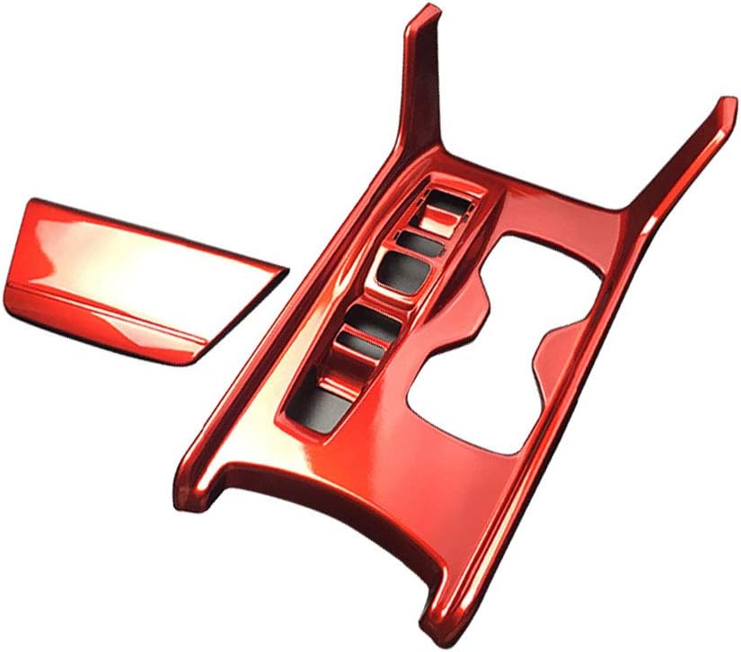 2PCS ABS Car Console Gear Shift Panel Cover Trim RED Pack of 2 S5095