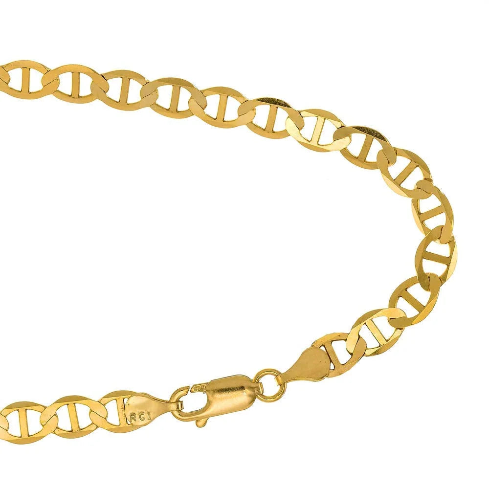 10k Solid Yellow Gold Mariner Chain Anklet, 10 Inches C645